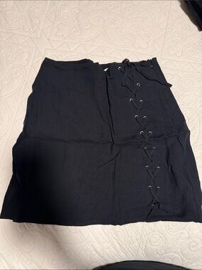 Honey Belle Black Lace-Up Mini Skirt